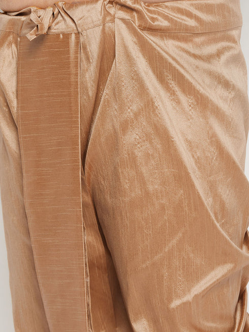 Vastramay Men's Plus Size Navy Blue Zari Weaved Kurta Dhoti Set